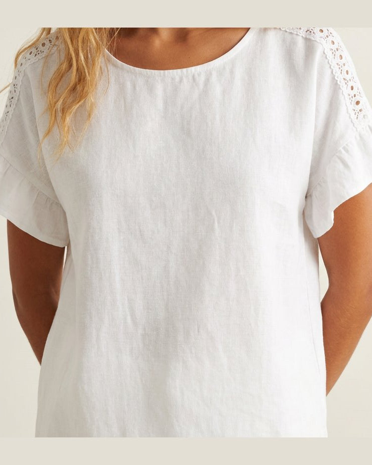 MOONDUST ALESSIA TOP LINEN 10 WHITE