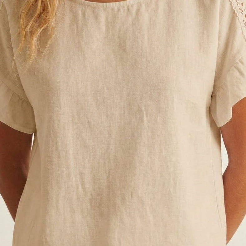 MOONDUST ALESSIA TOP LINEN 27 SAND