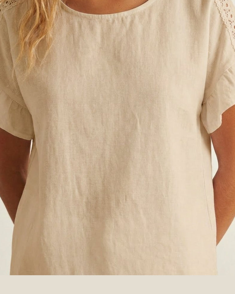 MOONDUST ALESSIA TOP LINEN 27 SAND