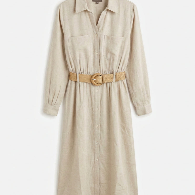 MARC LAUGE ANN COT/LIN DRESS LINEN 27 SAND