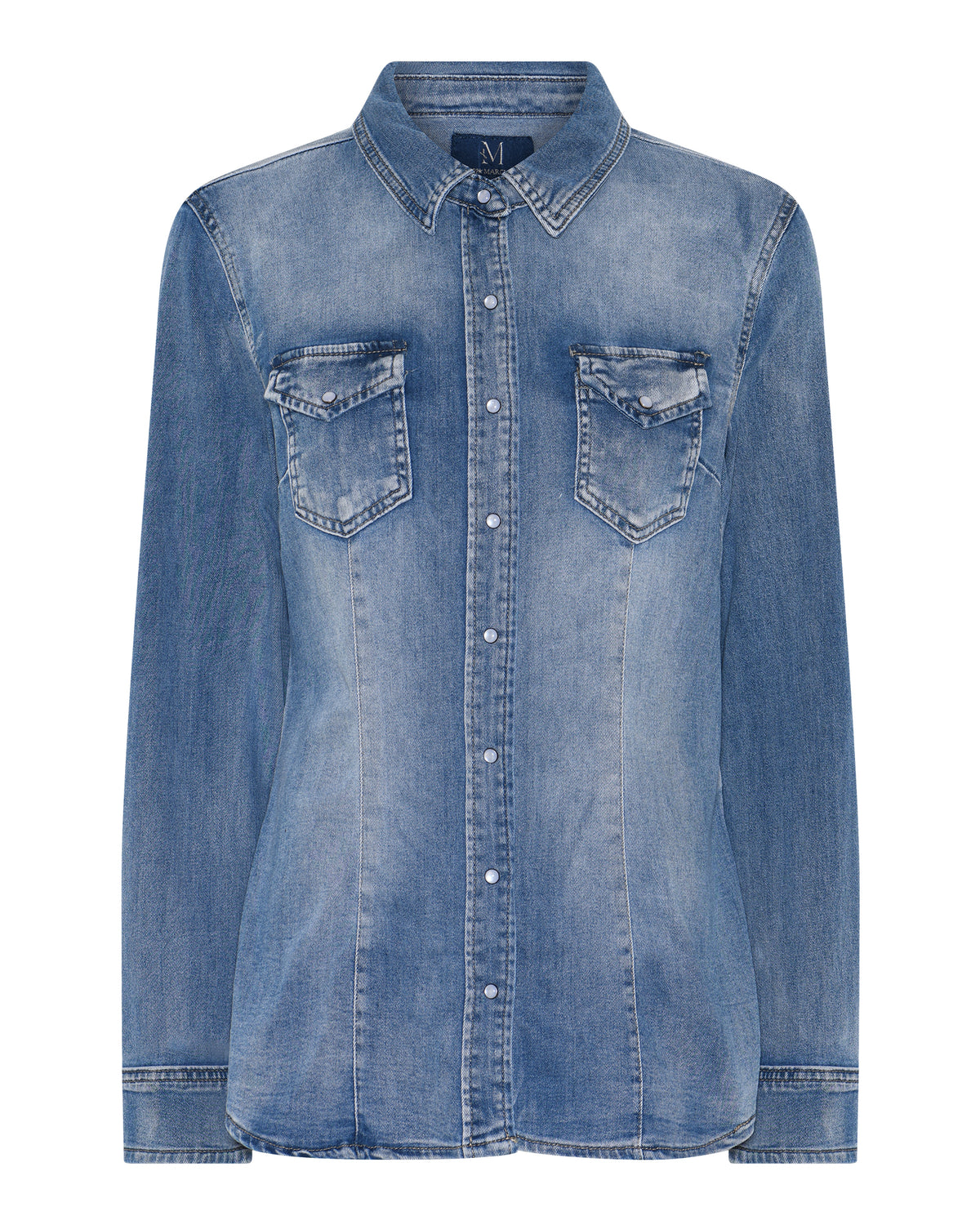 M JEANS BASIC DENIM SHIRT BLOUSE/SHIRT 9196 LIGHT BLUE USED