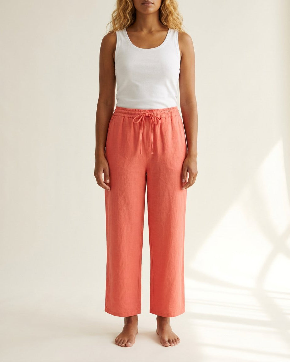 MOONDUST BELLA LIN PANT LINEN 350 CORAL