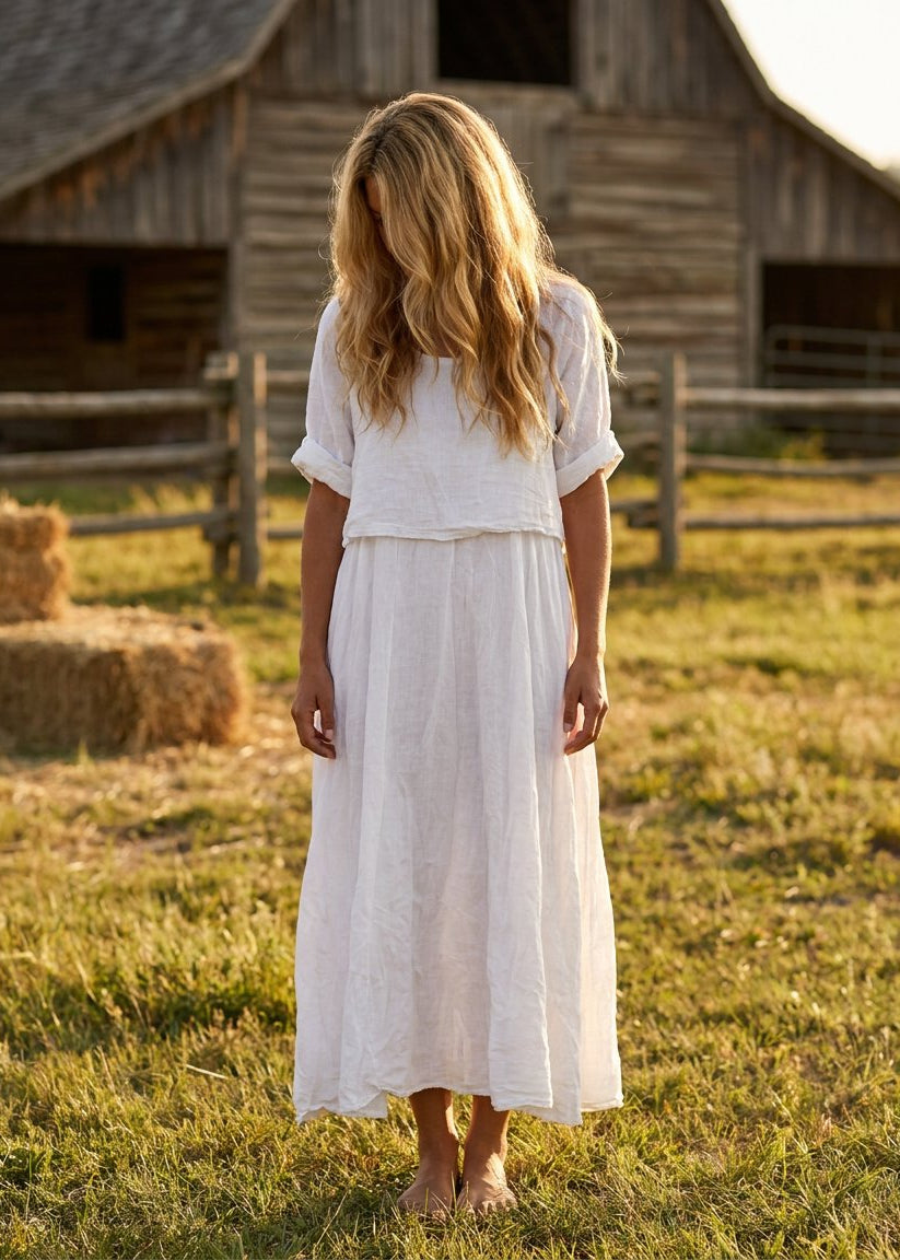 MOONDUST BIANCA DRESS LINEN