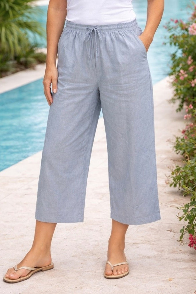 M JEANS Bella Cotton Wide 7/8 Leg Pant PANTS 107 SOFT BLUE