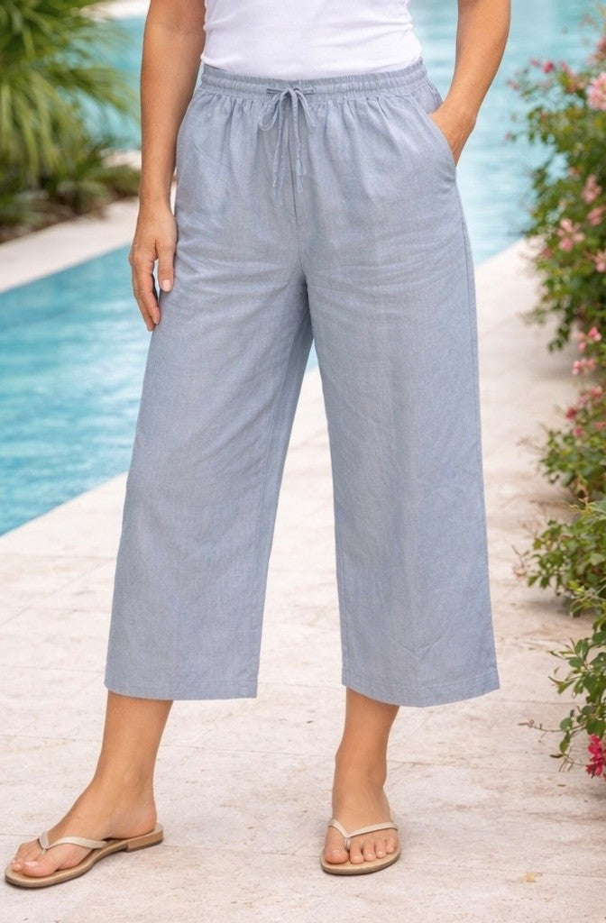 M JEANS Bella Cotton Wide 7/8 Leg Pant PANTS 107 SOFT BLUE