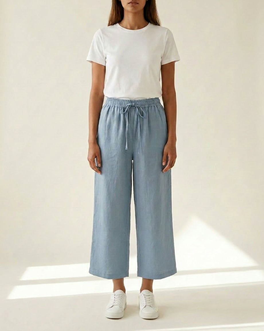 M JEANS Bella Cotton Wide 7/8 Leg Pant PANTS 107 SOFT BLUE