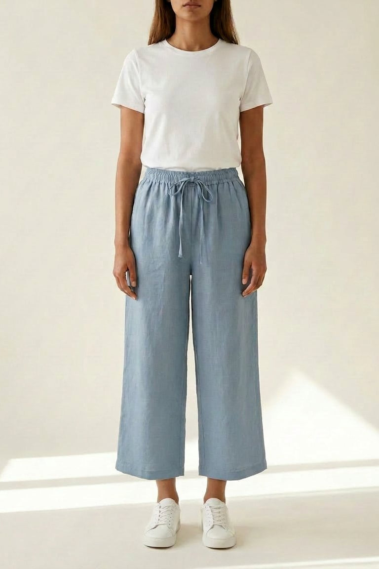 M JEANS Bella Cotton Wide 7/8 Leg Pant PANTS 107 SOFT BLUE