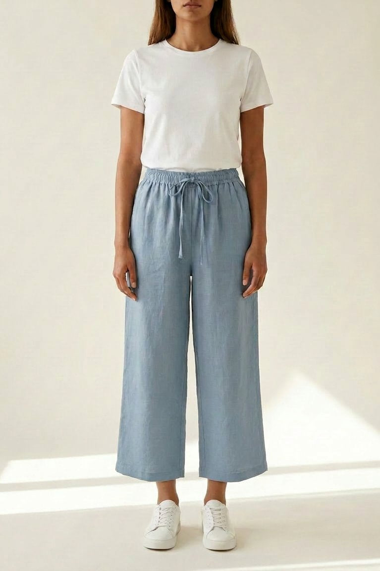 M JEANS Bella Cotton Wide 7/8 Leg Pant PANTS 107 SOFT BLUE