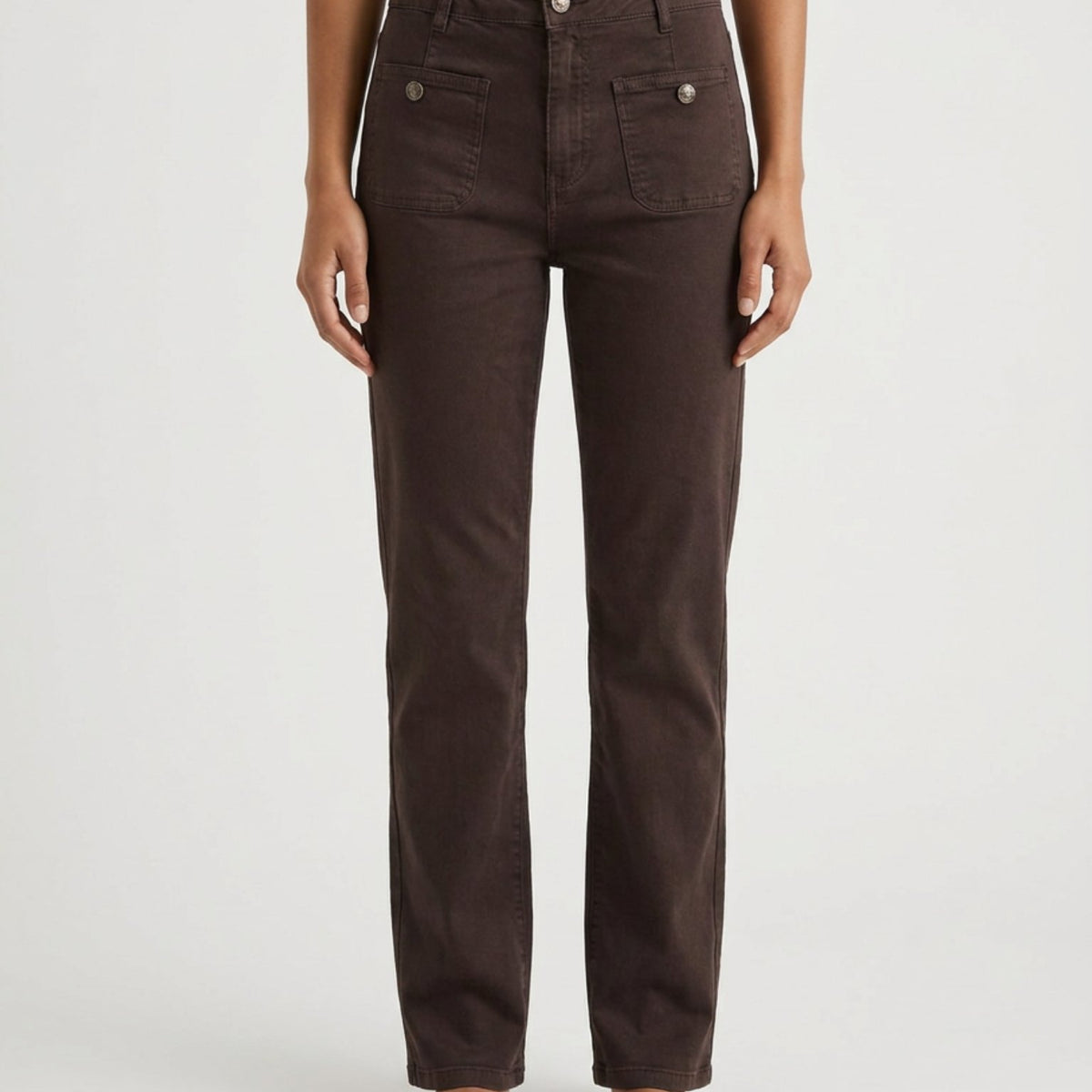 M JEANS Bonita Wide Leg Jeans – High Waist Twill DENIM/TWILL 129 CHOCOLATE