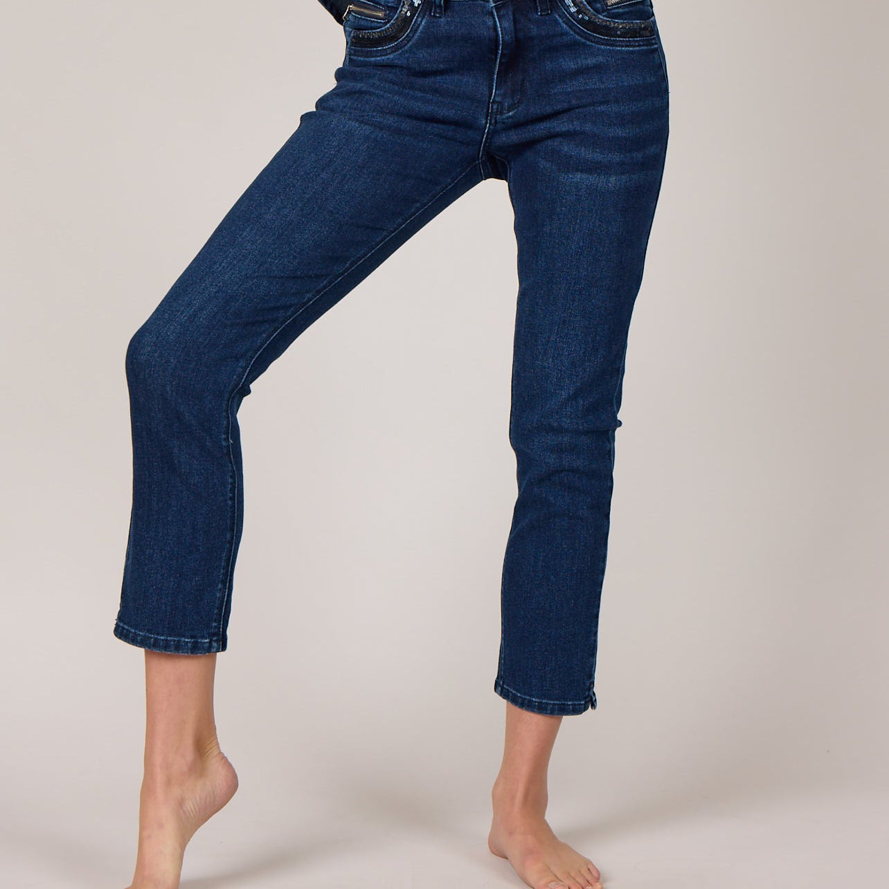 MARC LAUGE CHANELLI 7/8 JEANS DENIM/TWILL 989699 HI-TECH USED DARK BLUE