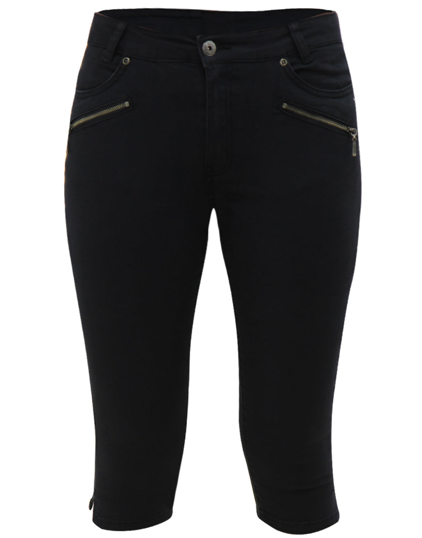 MARC LAUGE CHANNE PIRAT TWILL JEANS PANTS 3/4 80 BLACK