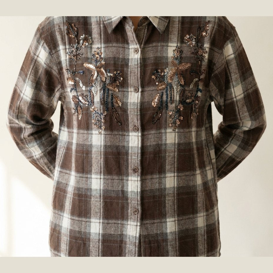 MOONDUST CHECK SHIRT BLOUSE/SHIRT 129 CHOCOLATE