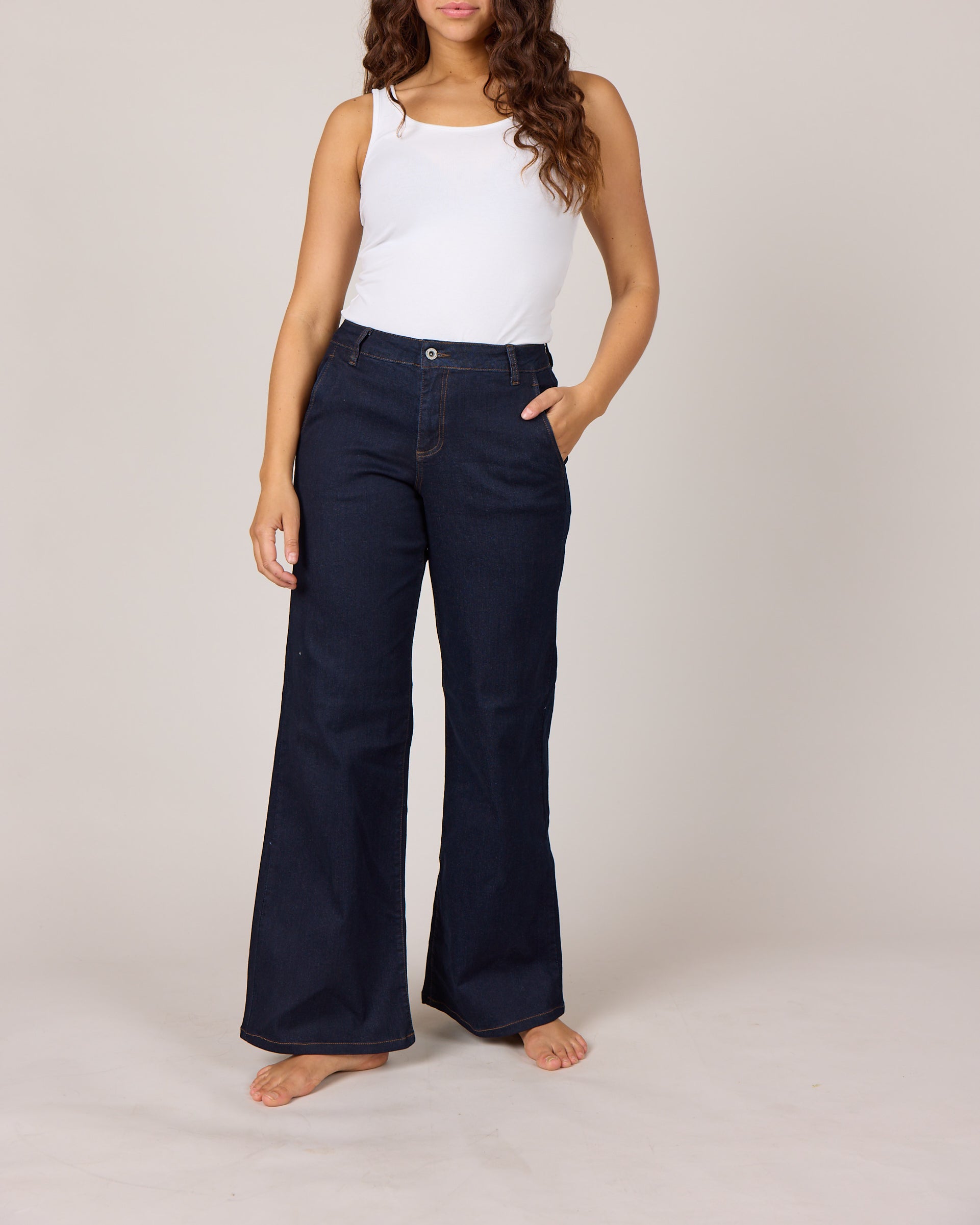 DNYcph CHINO FLARE DENIM JEANS DENIM/TWILL 98 DARK BLUE