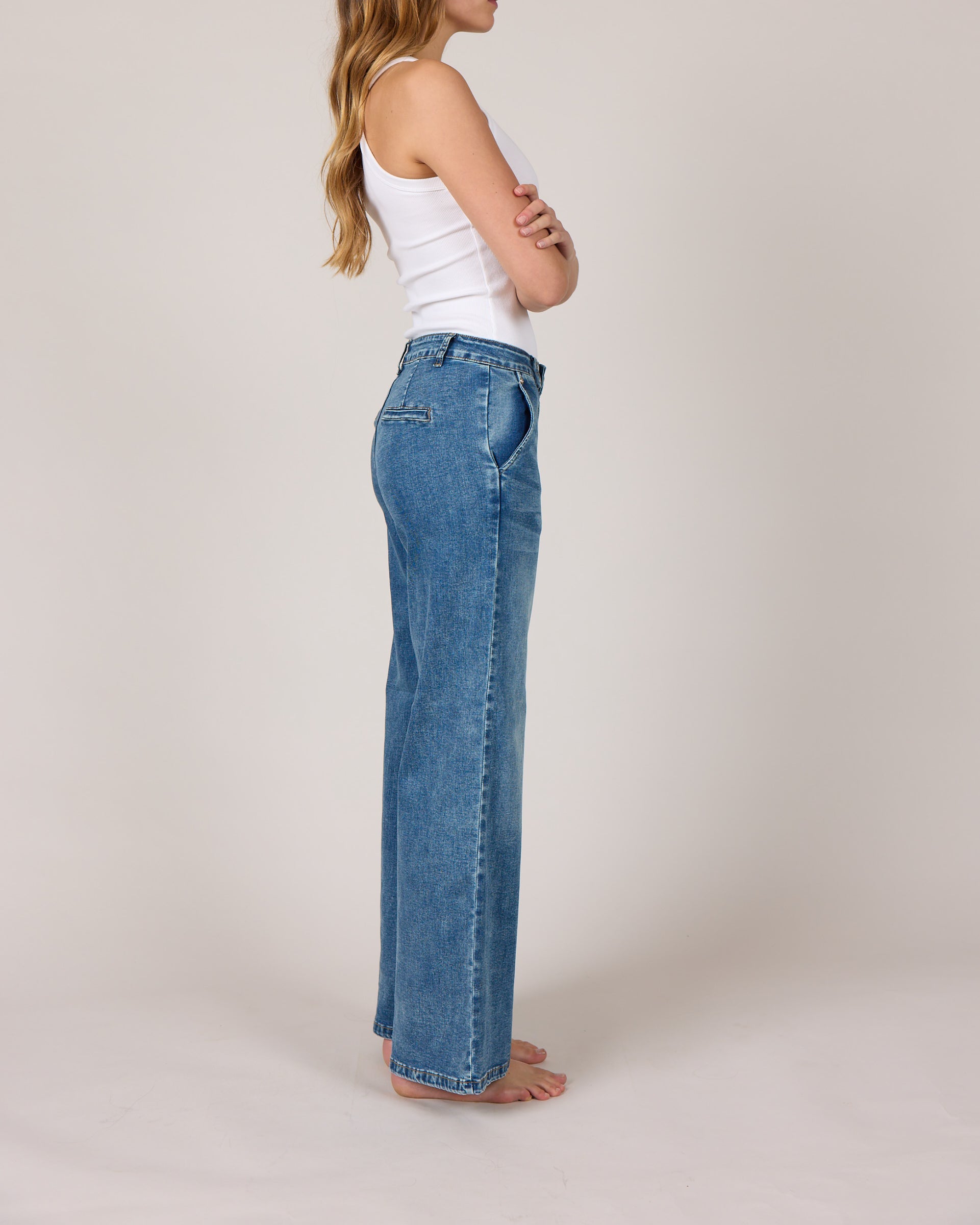 MARC LAUGE Chino Flare Denim Jeans DENIM/TWILL 9196 LIGHT BLUE USED