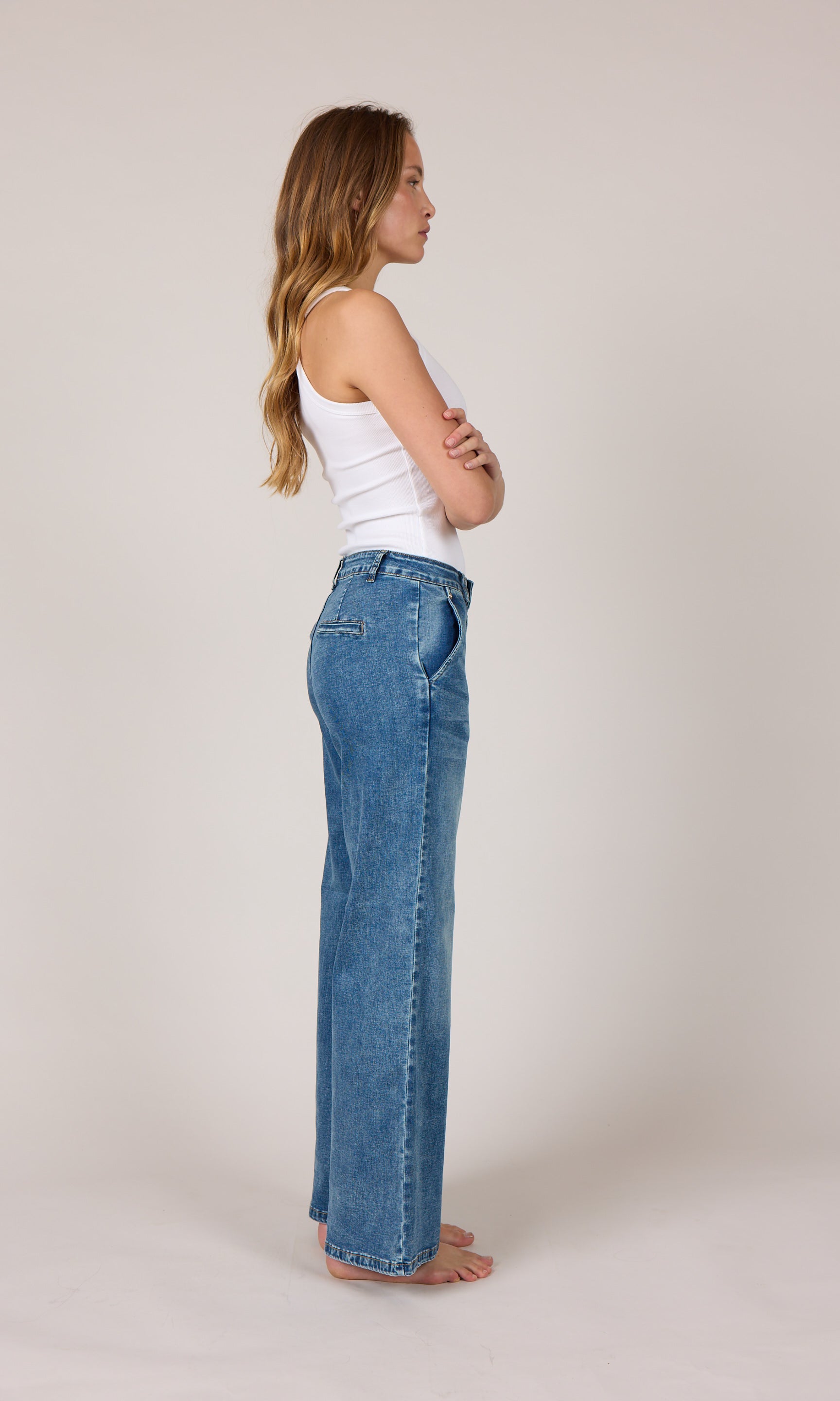 MARC LAUGE Chino Flare Denim Jeans DENIM/TWILL 9196 LIGHT BLUE USED