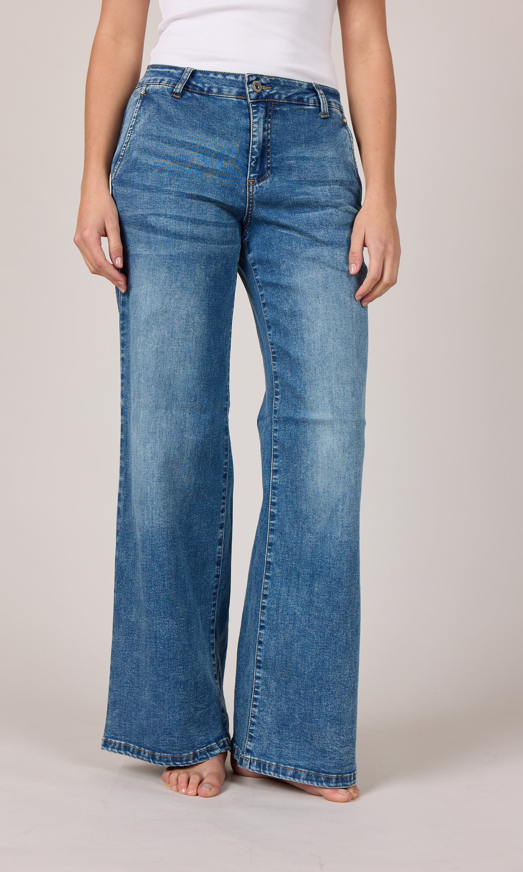 MARC LAUGE Chino Flare Denim Jeans DENIM/TWILL 9196 LIGHT BLUE USED