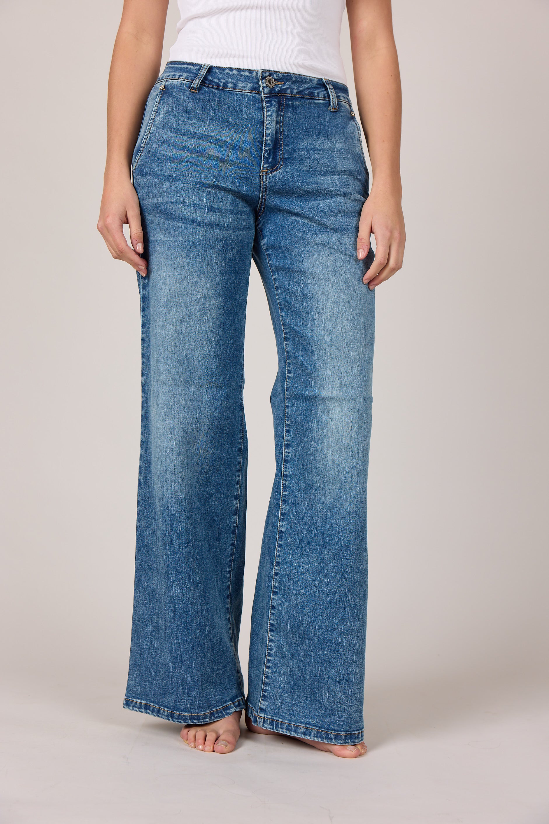 MARC LAUGE CHINO FLARE DENIM JEANS DENIM/TWILL 9196 LIGHT BLUE USED