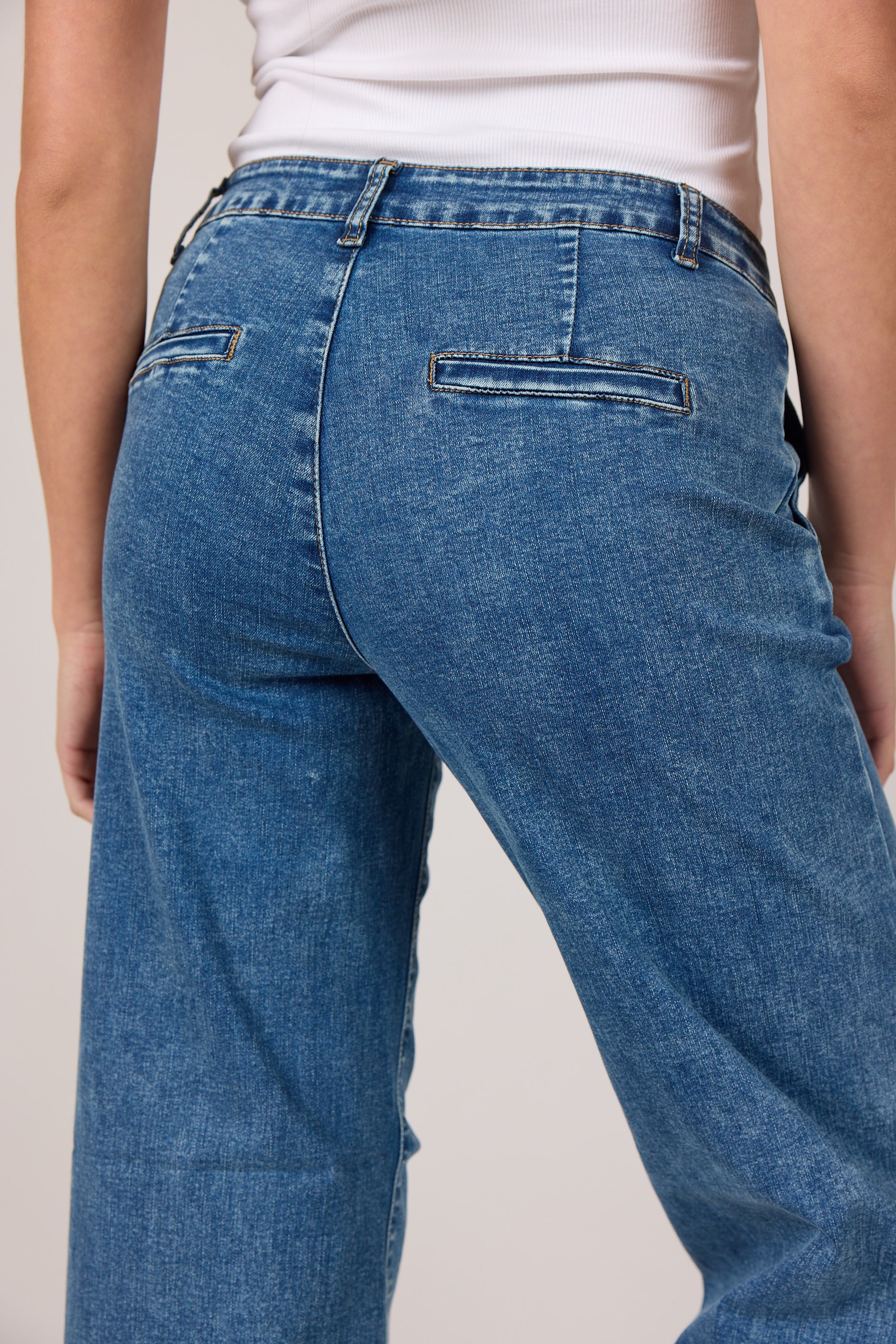 MARC LAUGE CHINO FLARE DENIM JEANS DENIM/TWILL 9196 LIGHT BLUE USED