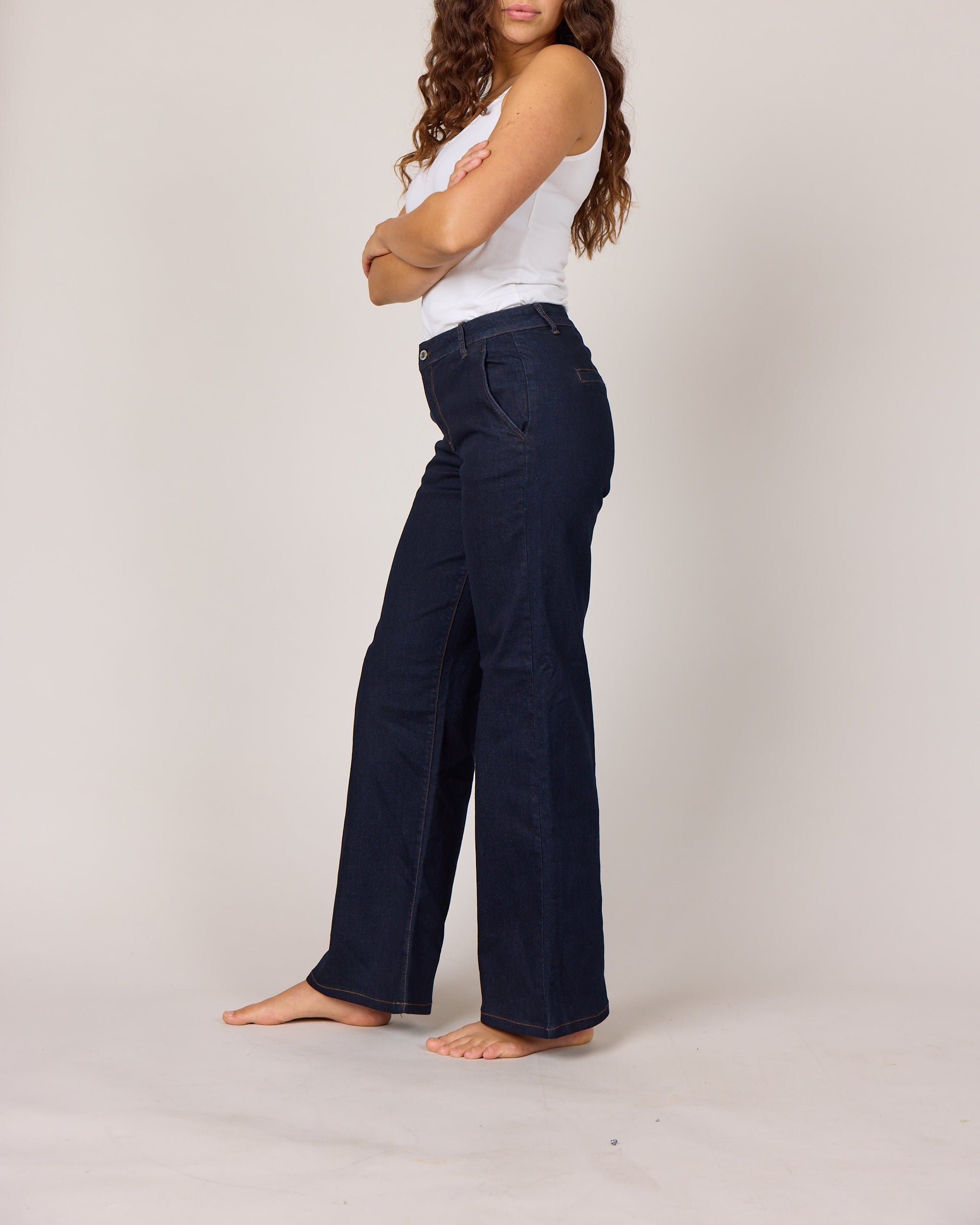 MARC LAUGE Chino Flare Denim Jeans DENIM/TWILL 98 DARK BLUE