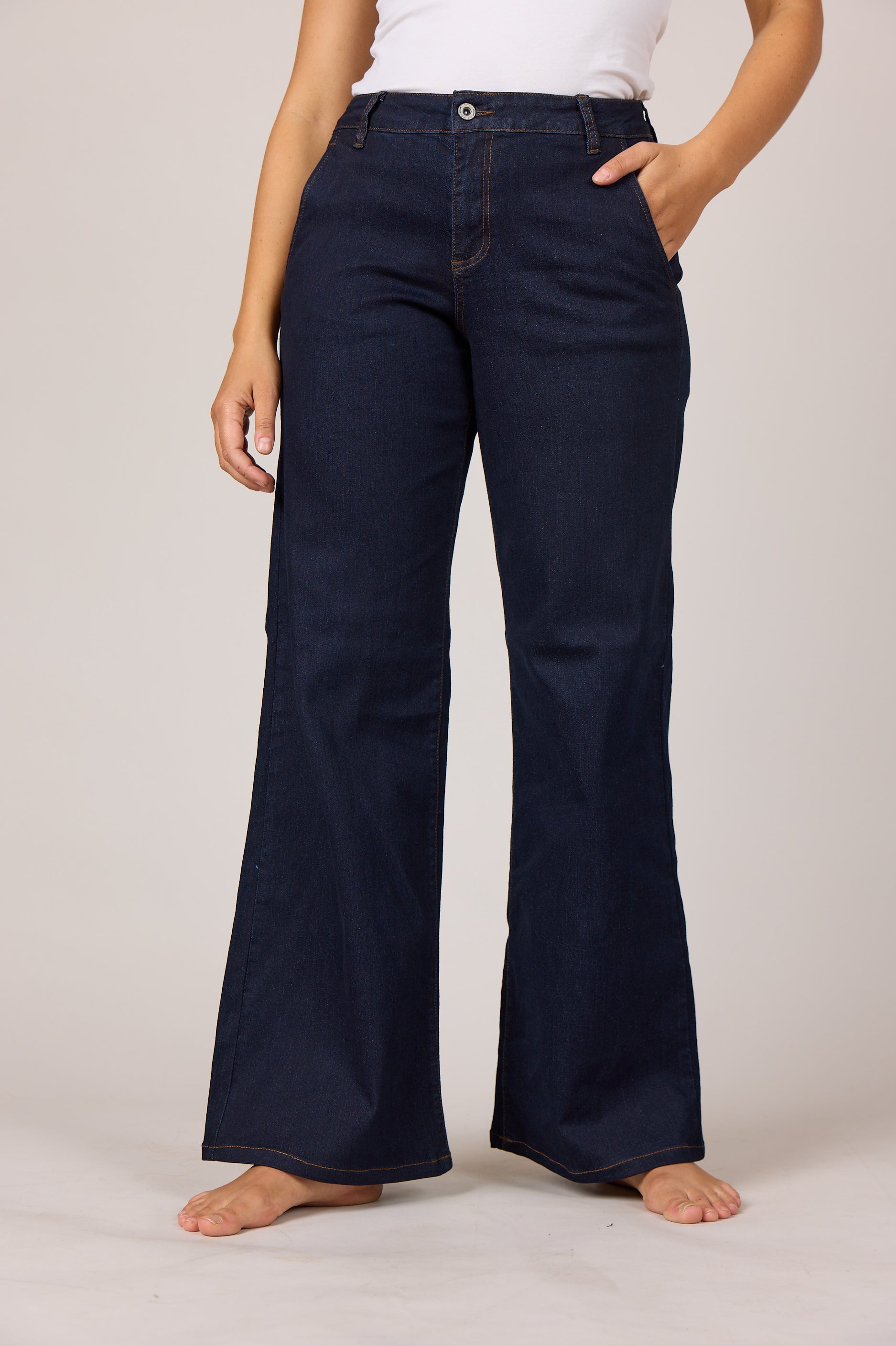 MARC LAUGE Chino Flare Denim Jeans DENIM/TWILL 98 DARK BLUE