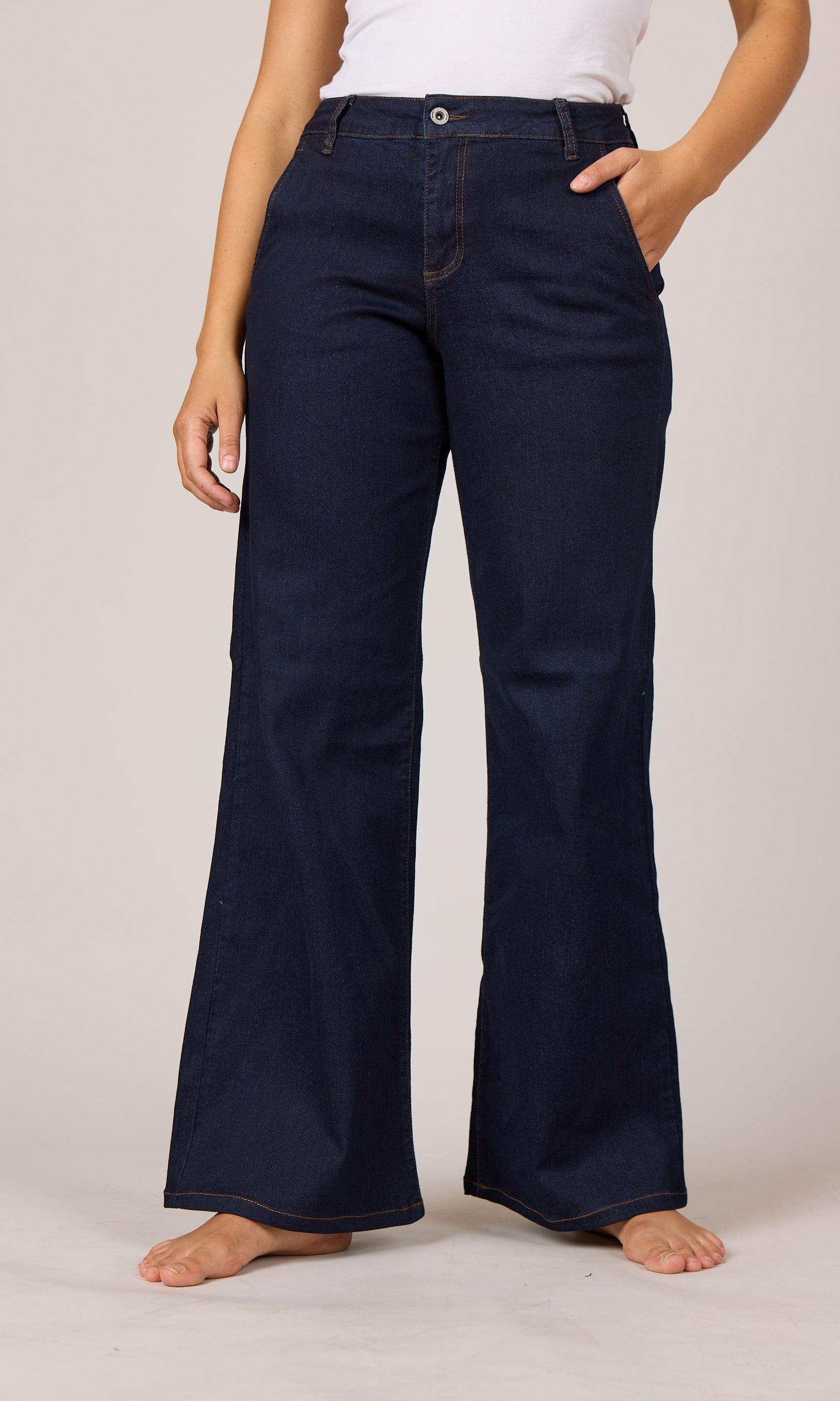 MARC LAUGE Chino Flare Denim Jeans DENIM/TWILL 98 DARK BLUE