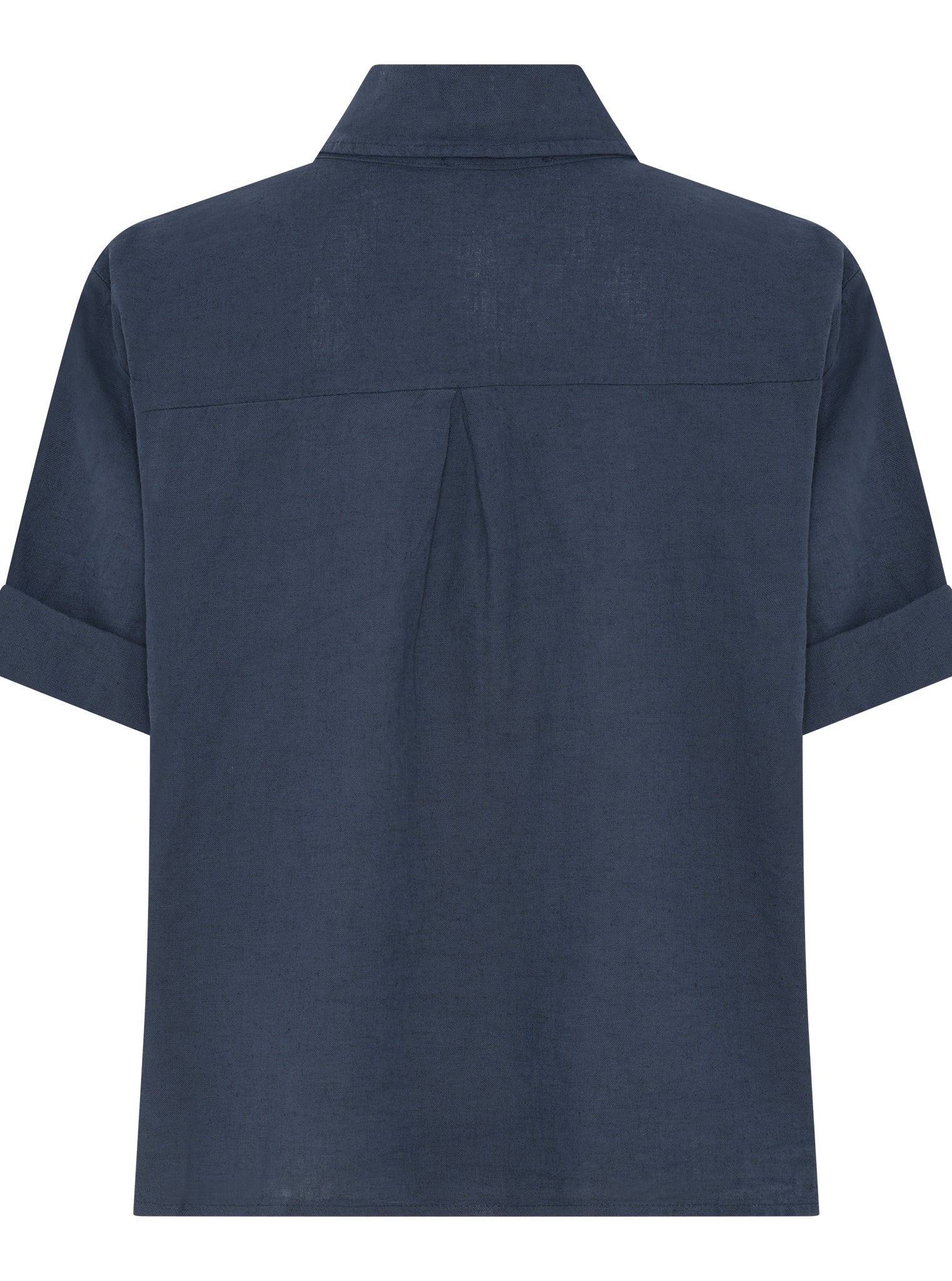 MAPP CROP LIN SHIRT LINEN 104 NAVY