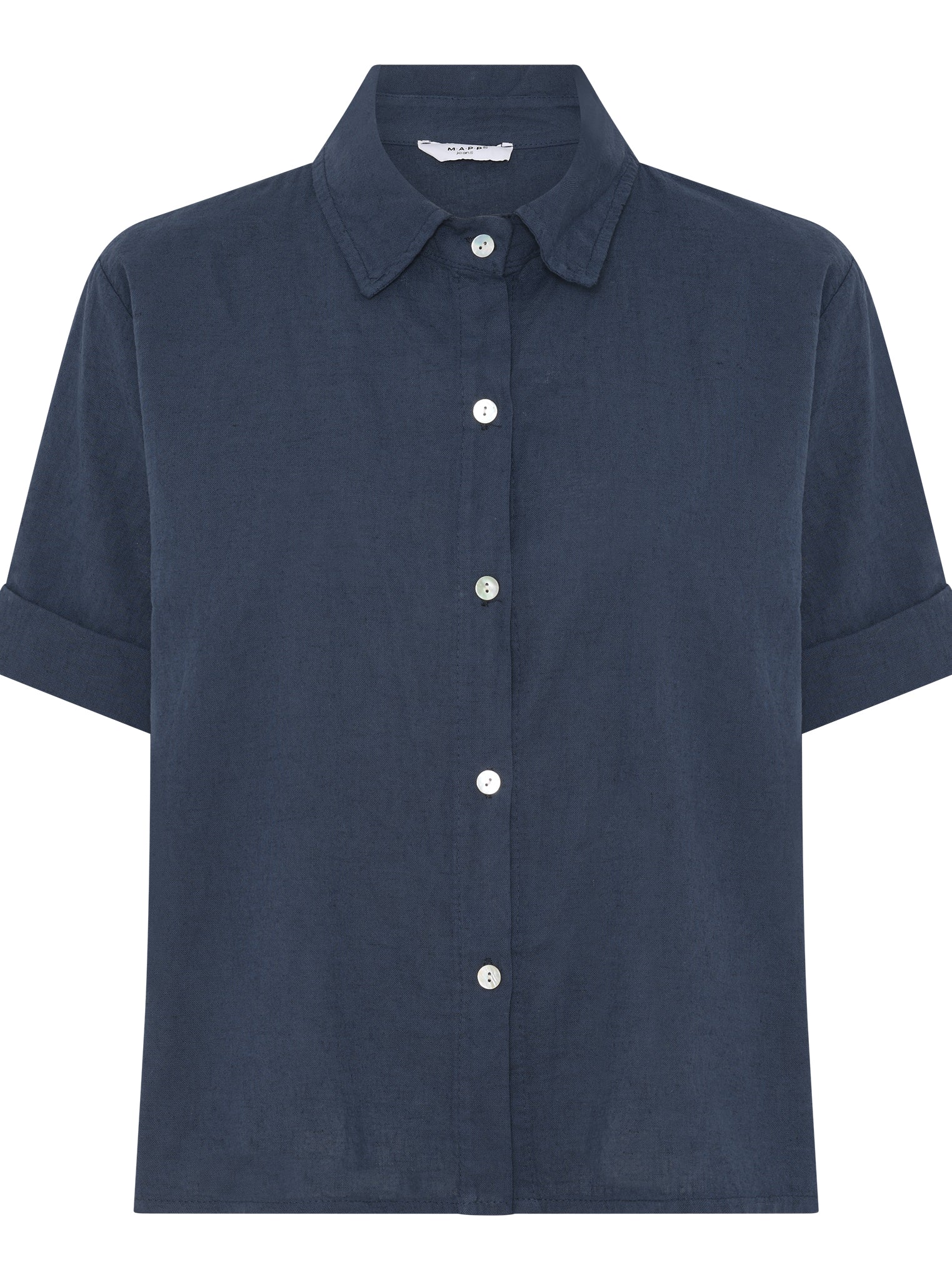 MAPP CROP LIN SHIRT LINEN 104 NAVY