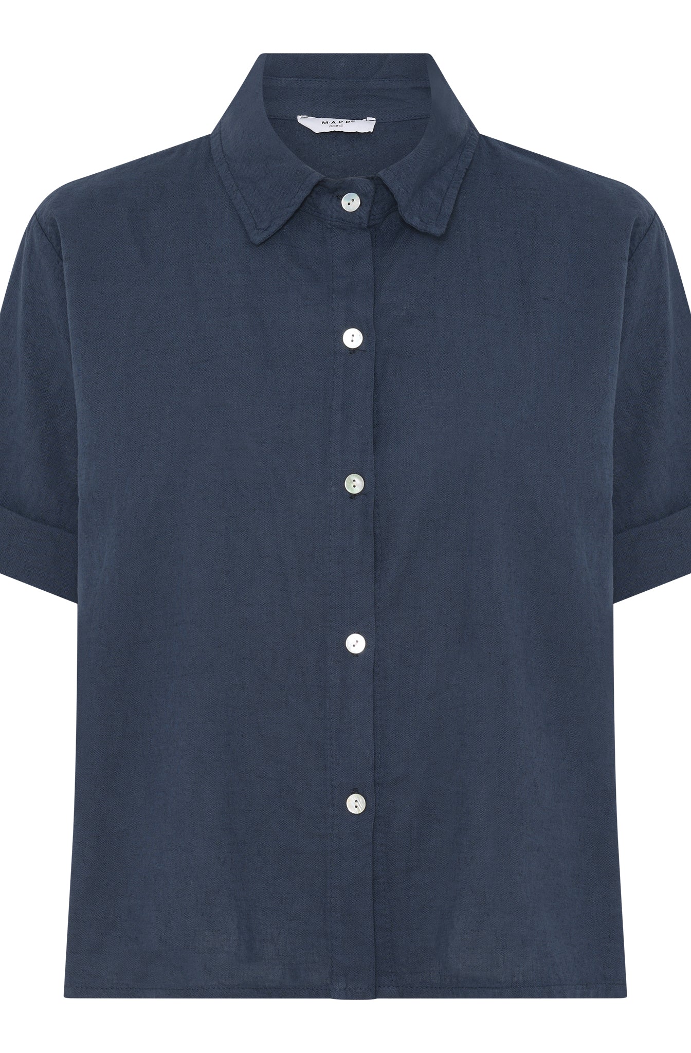 MAPP CROP LIN SHIRT LINEN 104 NAVY