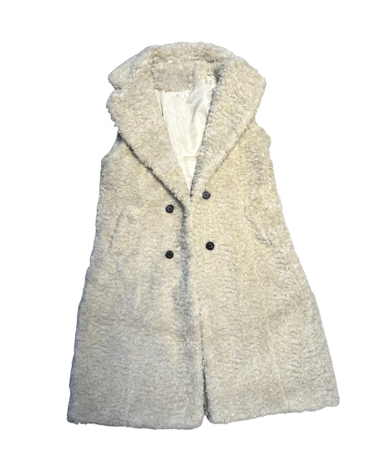 M JEANS CURLY FUR VEST LONG OUTERWEAR 20 OFF WHITE
