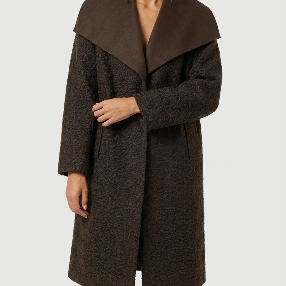 MOONDUST CURLY LONG JACKET OUTERWEAR 129 CHOCOLATE