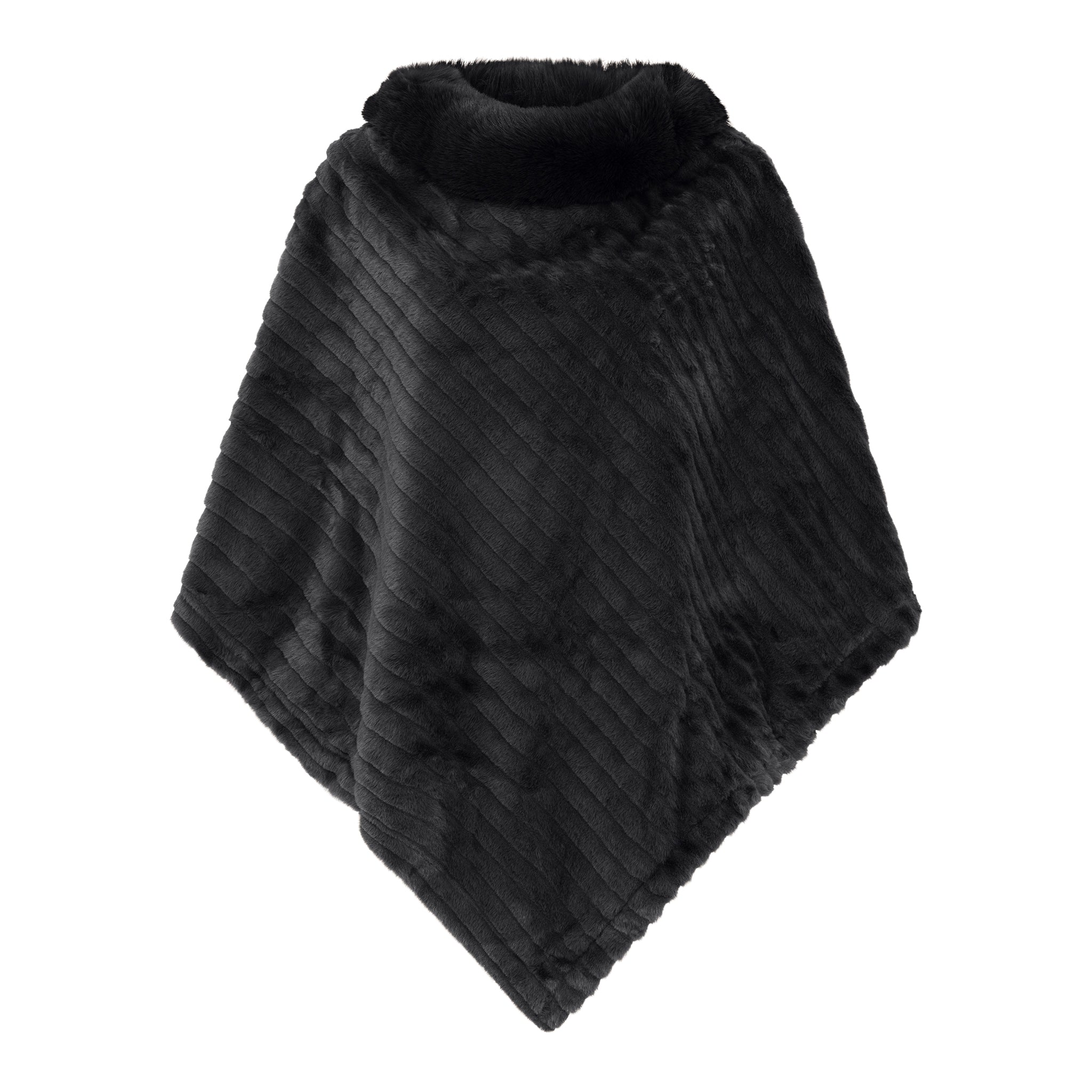 M JEANS CUT PONCHO FUR OUTERWEAR 80 BLACK