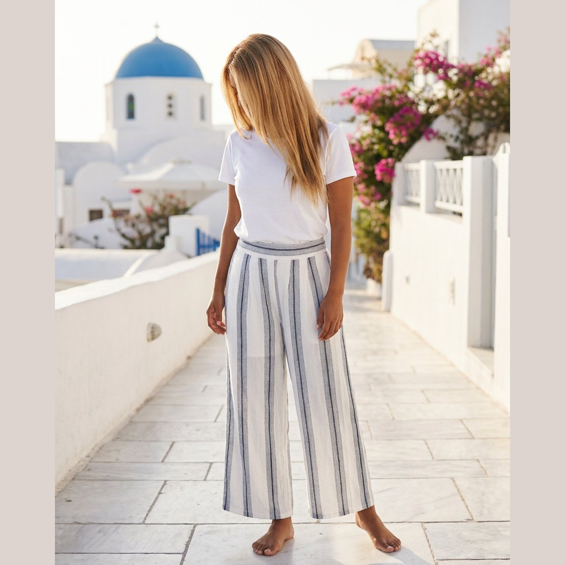 MAPP Caitlin Linen Pants Striped | 100% Linen Pants | MAPP LINEN
