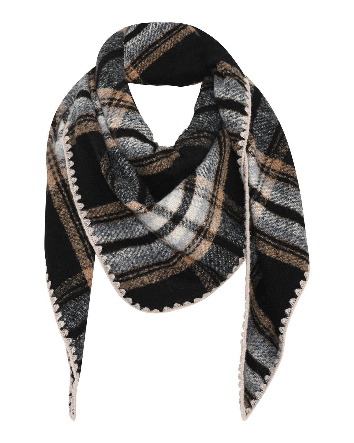 M JEANS Check Big Scarf ACCESSORIES 80 BLACK