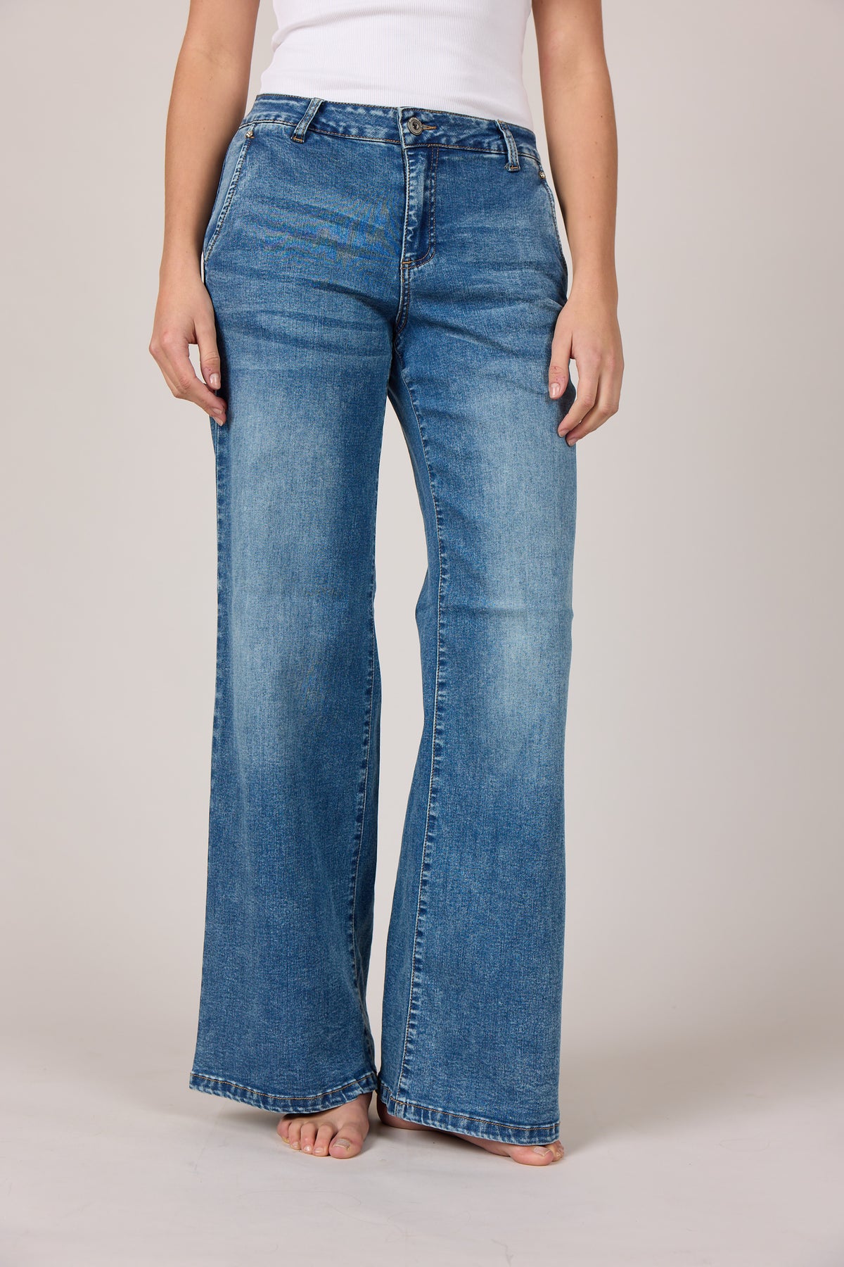 M JEANS Chino Flare Fit Jeans DENIM/TWILL 9196 LIGHT BLUE USED