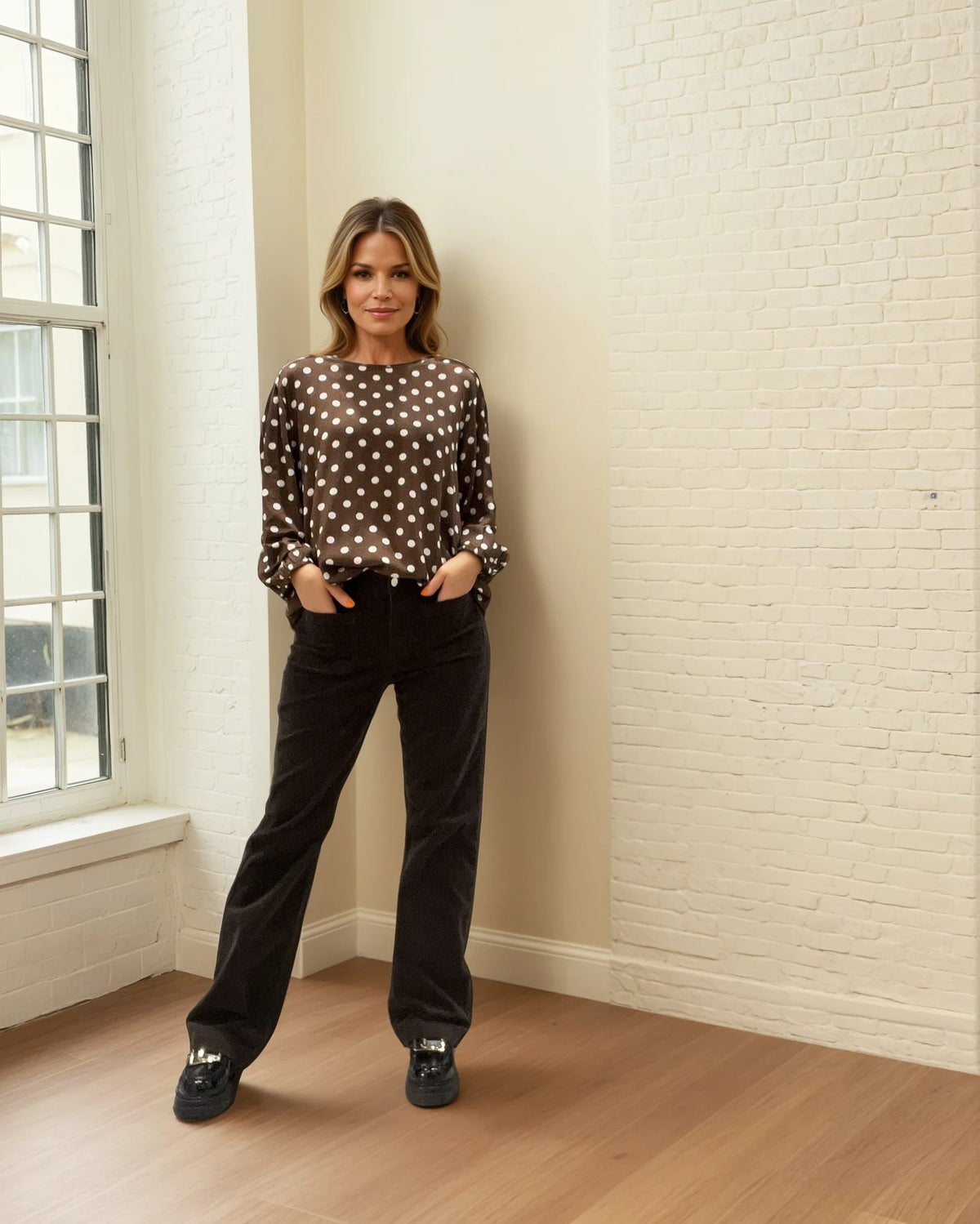 MARC LAUGE DOT BLOUSE BLOUSE/SHIRT 129 CHOCOLATE