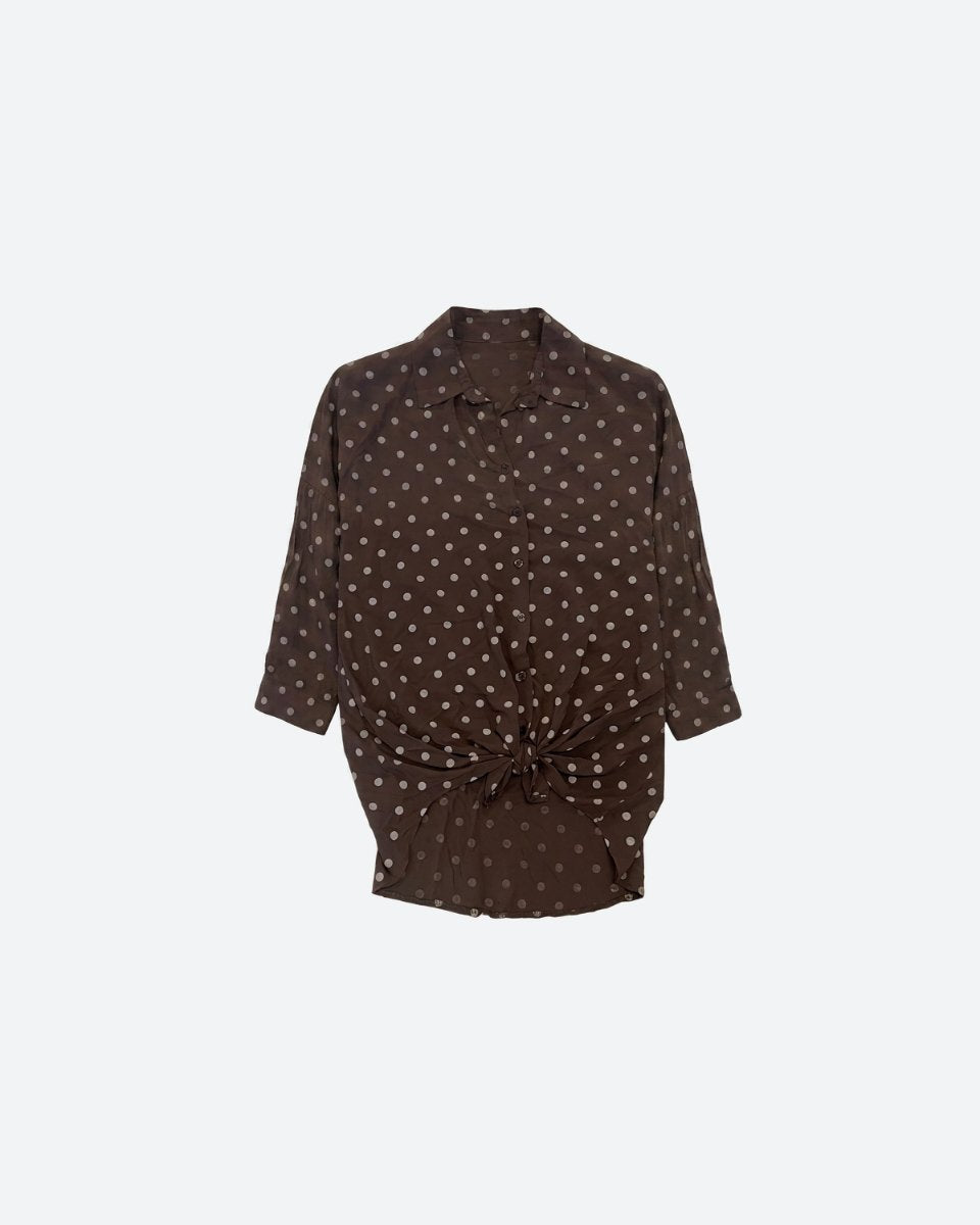 MOONDUST DOT TIE SHIRT BLOUSE/SHIRT 129 CHOCOLATE