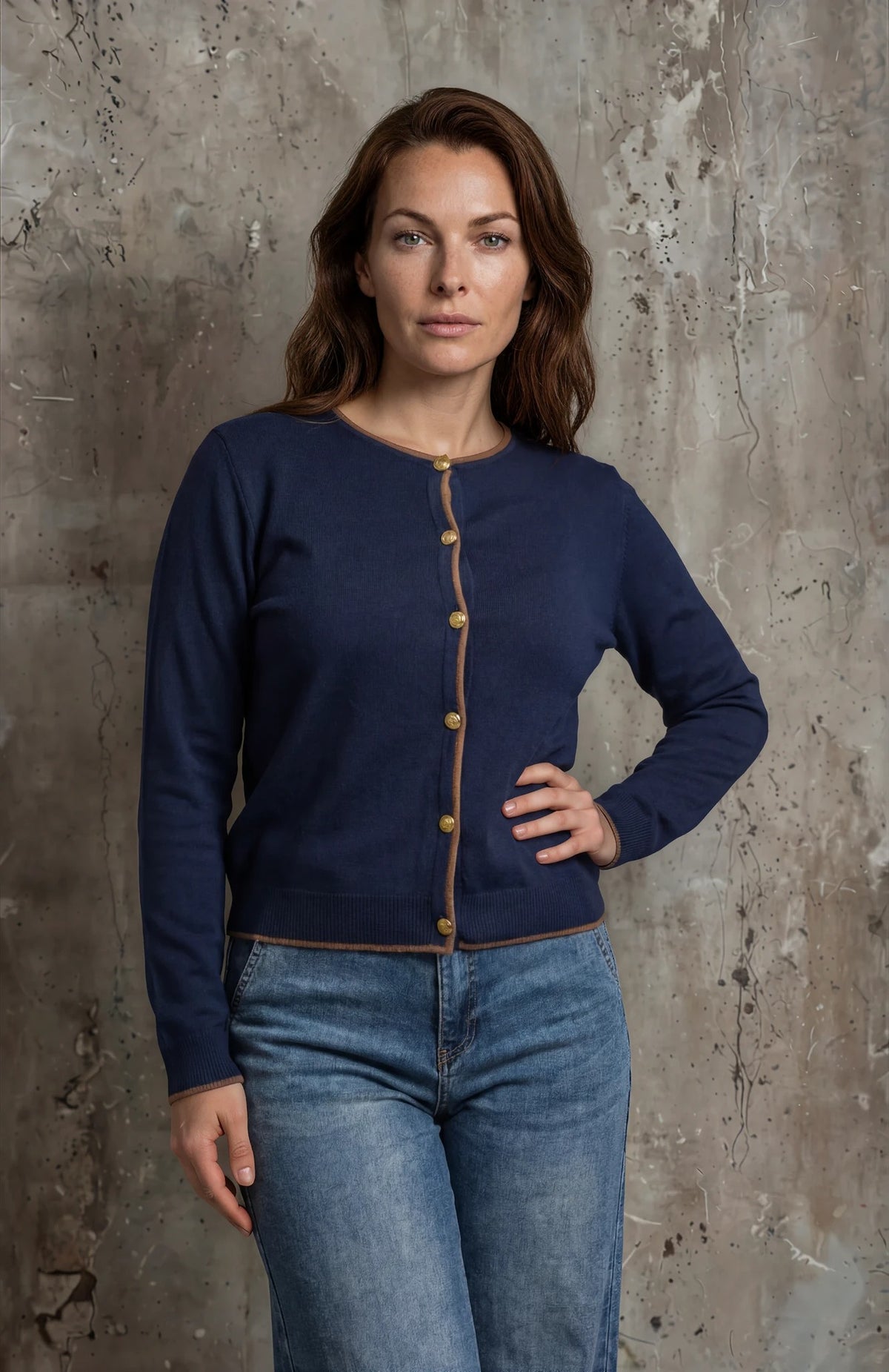 M JEANS ERIKA CARDIGAN SOLID KNITWEAR 104 NAVY