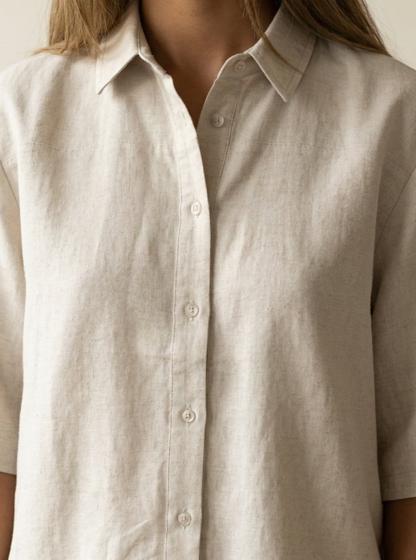 MAPP Eva Wide Linen Shirt | 100% Linen Shirt | MAPP LINEN 27 SAND