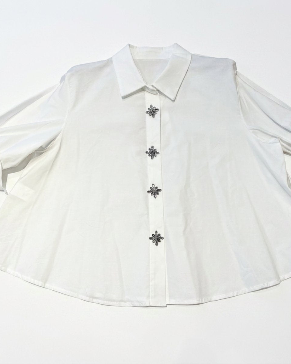 MOONDUST FL DIAMOND SHIRT BLOUSE/SHIRT 10 WHITE