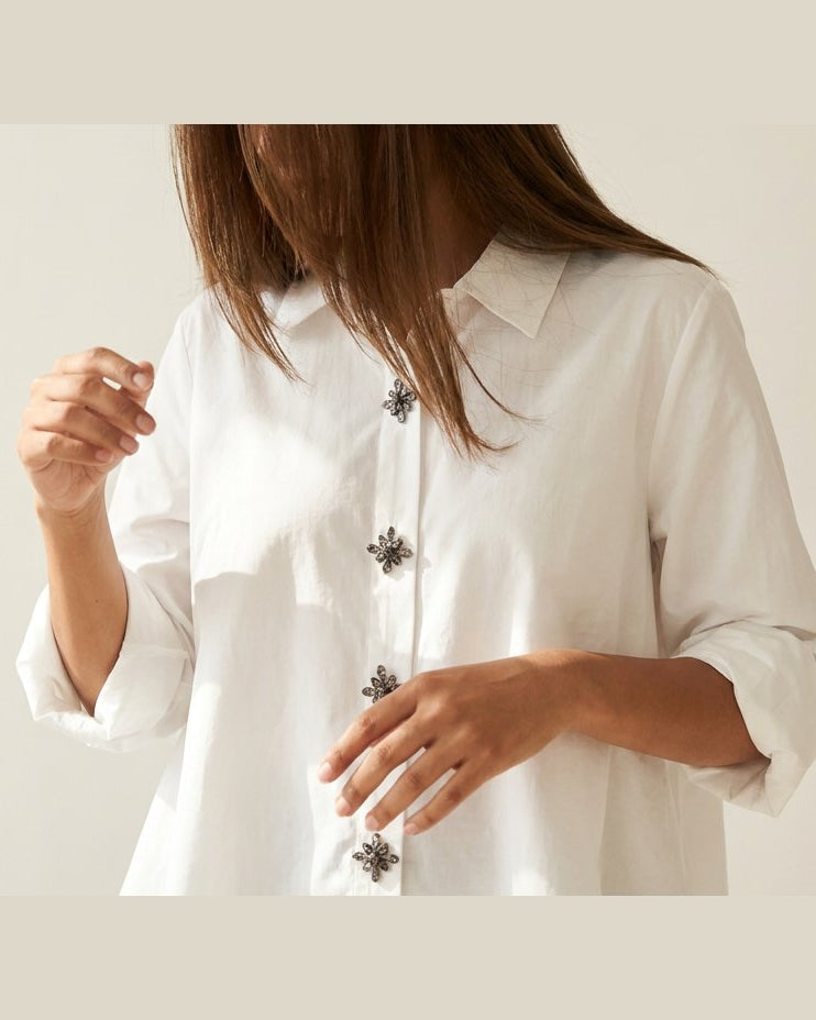 MOONDUST FL DIAMOND SHIRT BLOUSE/SHIRT 10 WHITE
