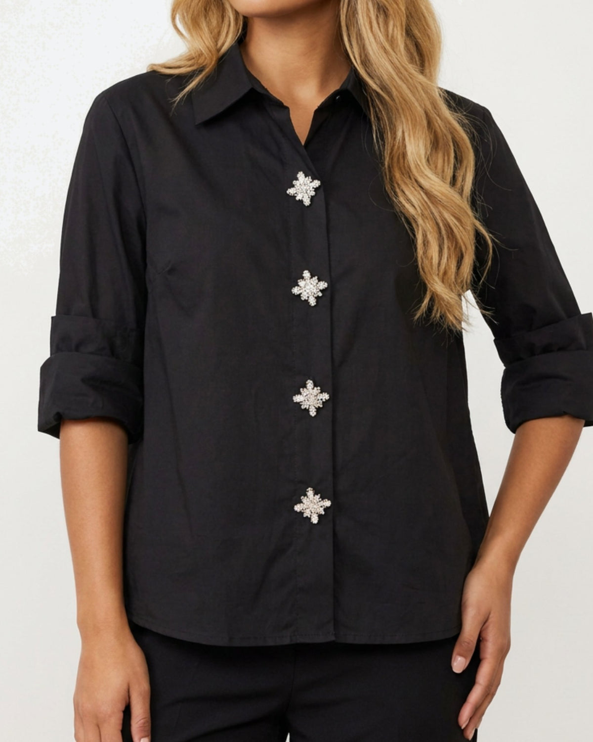 MOONDUST FL DIAMOND SHIRT BLOUSE/SHIRT 80 BLACK