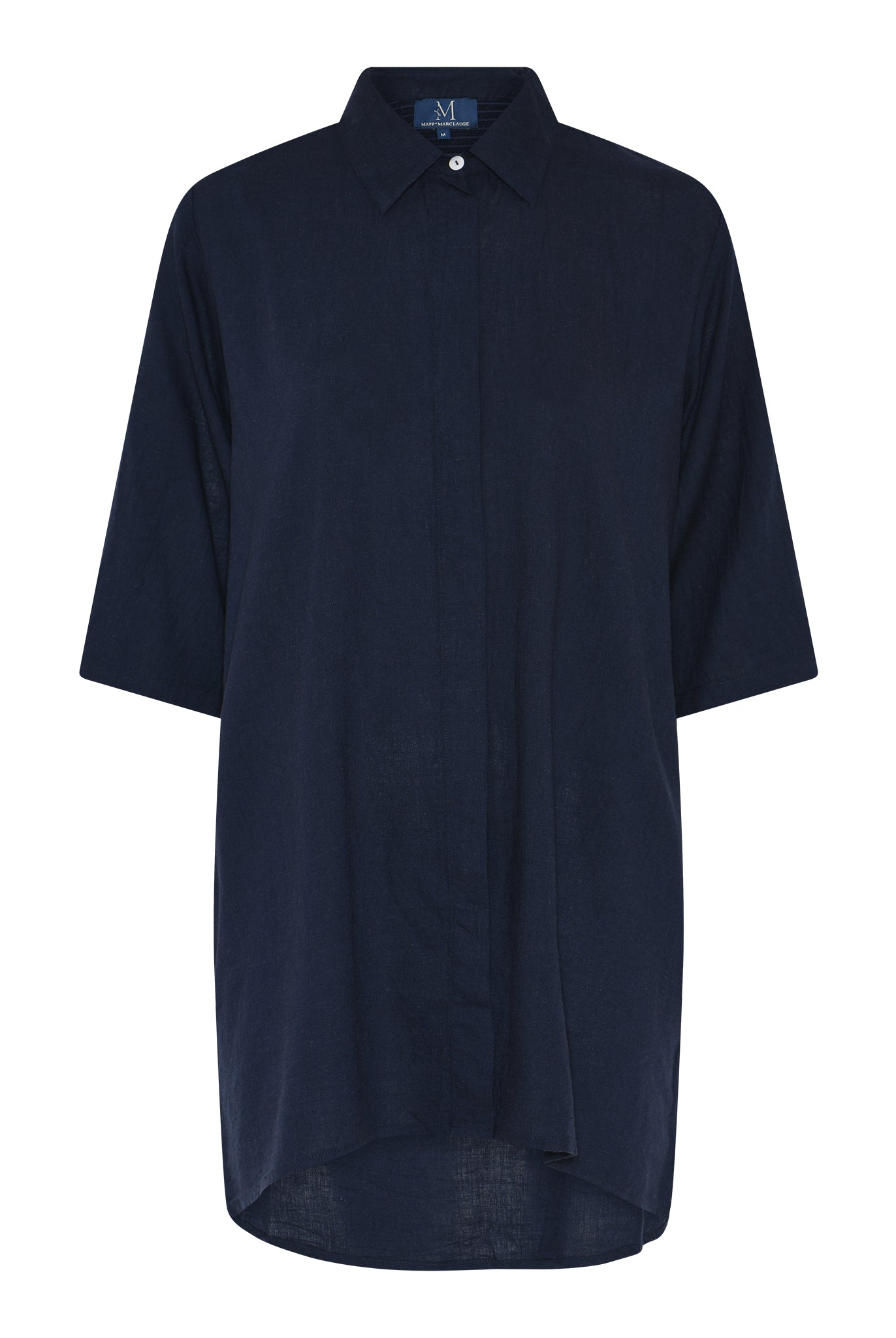 M JEANS FRIDA LIN LONG SHIRT 3/4 SLEEVES BLOUSE/SHIRT 104 NAVY