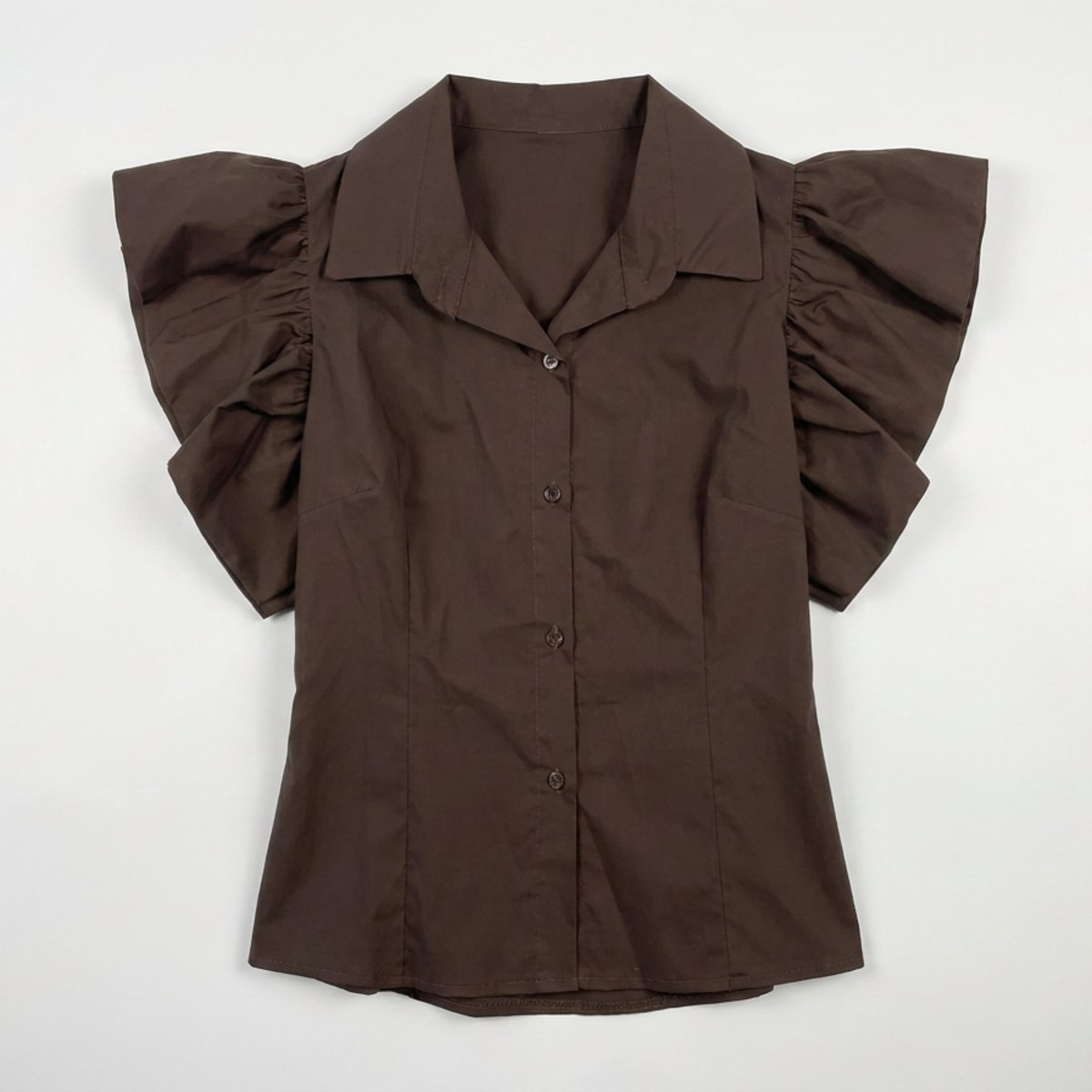 MOONDUST FRILL BIG SLEEVES BLOUSE BLOUSE/SHIRT 129 CHOCOLATE