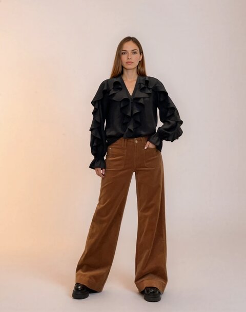 MAPP FRILL SHIRT BLOUSE/SHIRT 80 BLACK