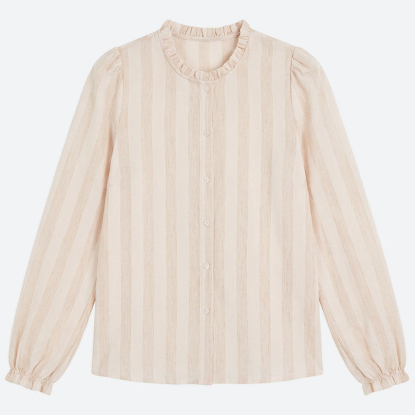 MARC LAUGE FRILL STRIPE BLOUSE BLOUSE/SHIRT 303 ROSE