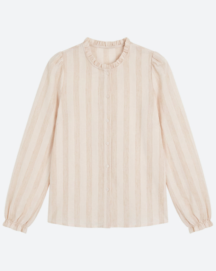MARC LAUGE FRILL STRIPE BLOUSE BLOUSE/SHIRT 303 ROSE