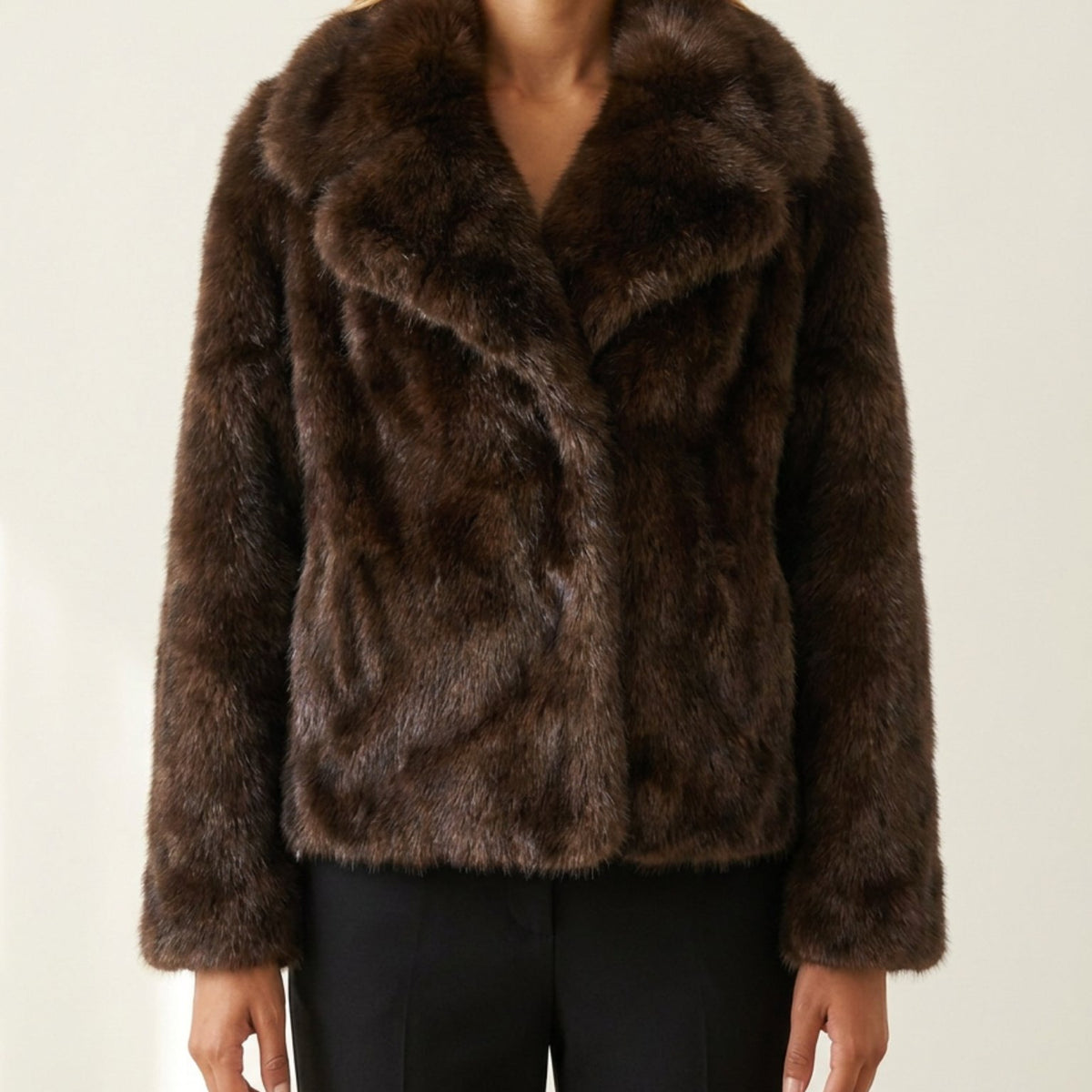 M JEANS FUR JACKET OUTERWEAR 129 CHOCOLATE