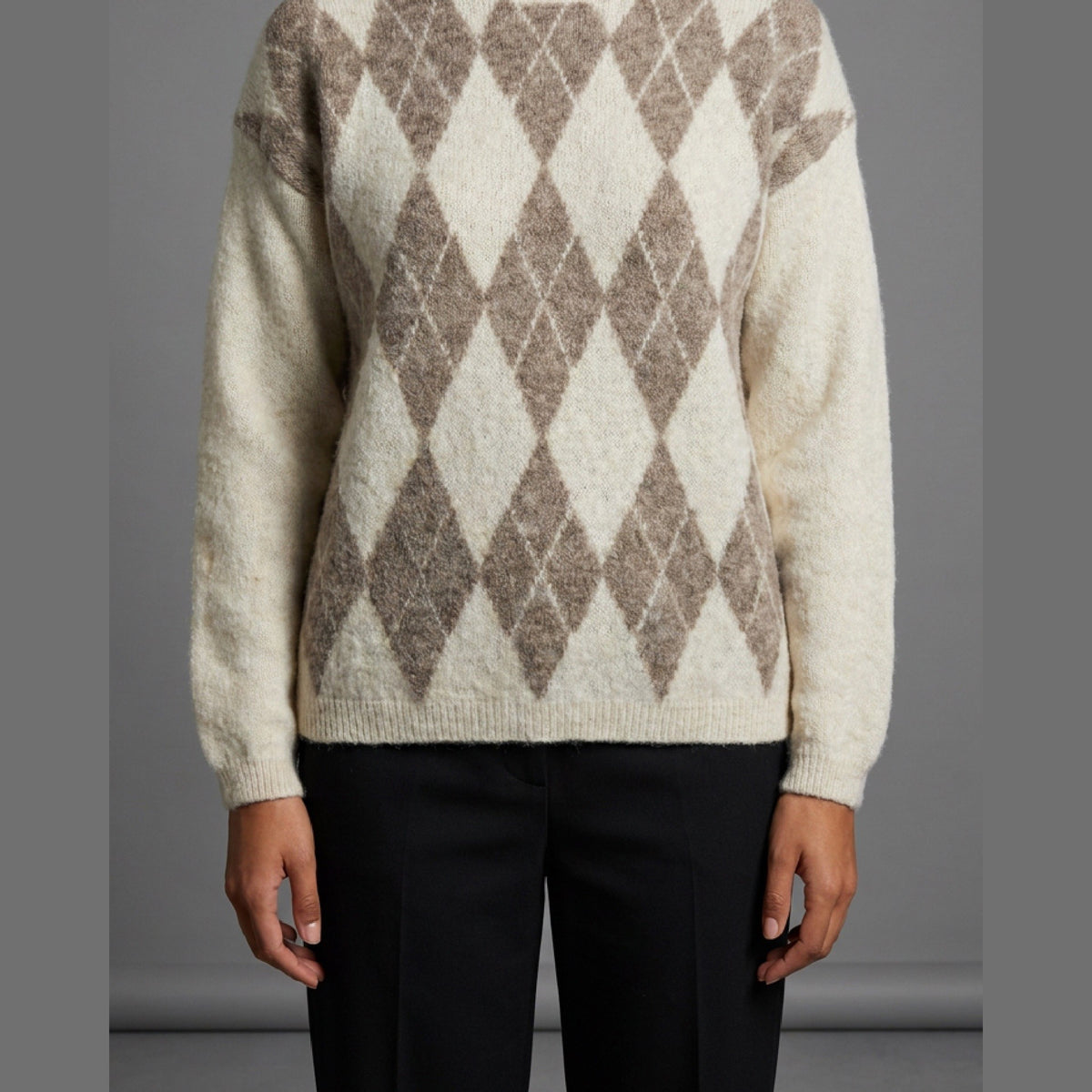 MOONDUST HARLEKIN R-NECK LONG SL KNITWEAR 20 OFF WHITE