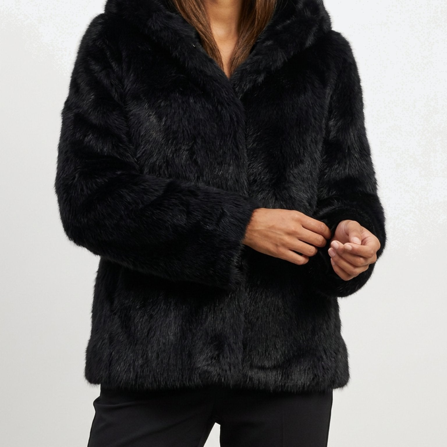 M JEANS HOOD MINKY JACKET OUTERWEAR 80 BLACK