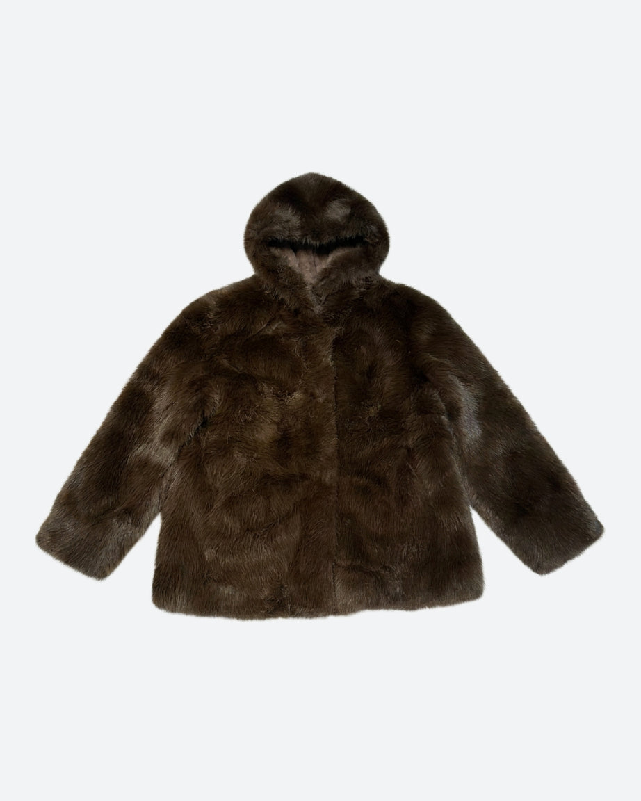 M JEANS HOOD MINKY JACKET OUTERWEAR 129 CHOCOLATE